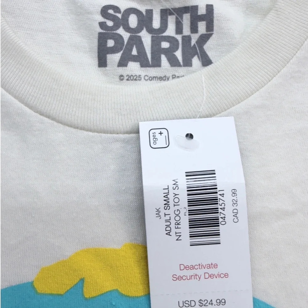 South Park Cartman Holiday Frog Toy Graphic T-Shirt Men Small Cream White